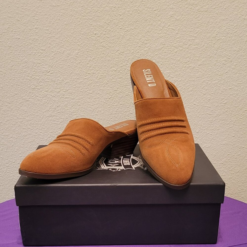 Suede Leather Tenya Mule/Slip on's in Whiskey